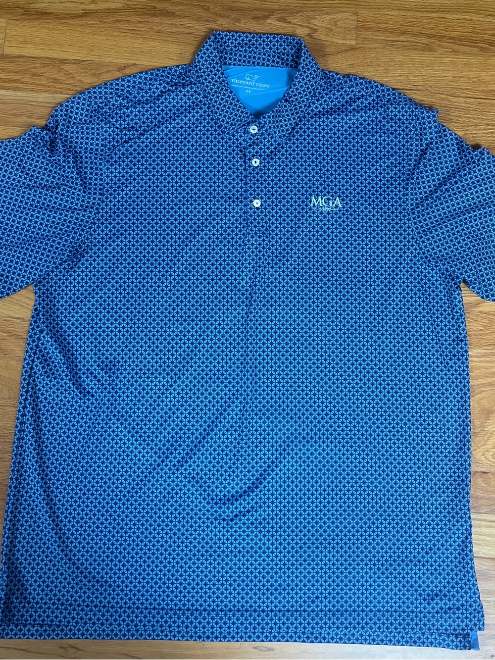 Vineyard Vines MGA 1897 Metropolitan Golf Association Blue Print Golf Polo XL